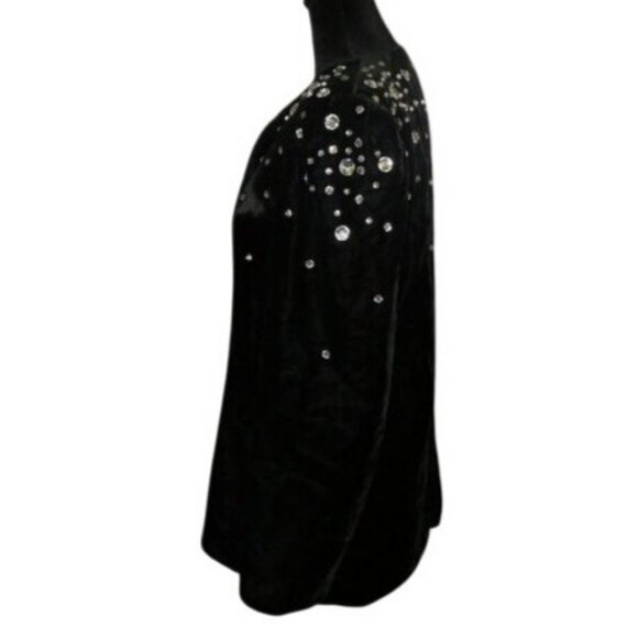 Argenti Notte Rhinestone Embellished Black Velvet Evening Jacket size Large - Picture 4 of 10